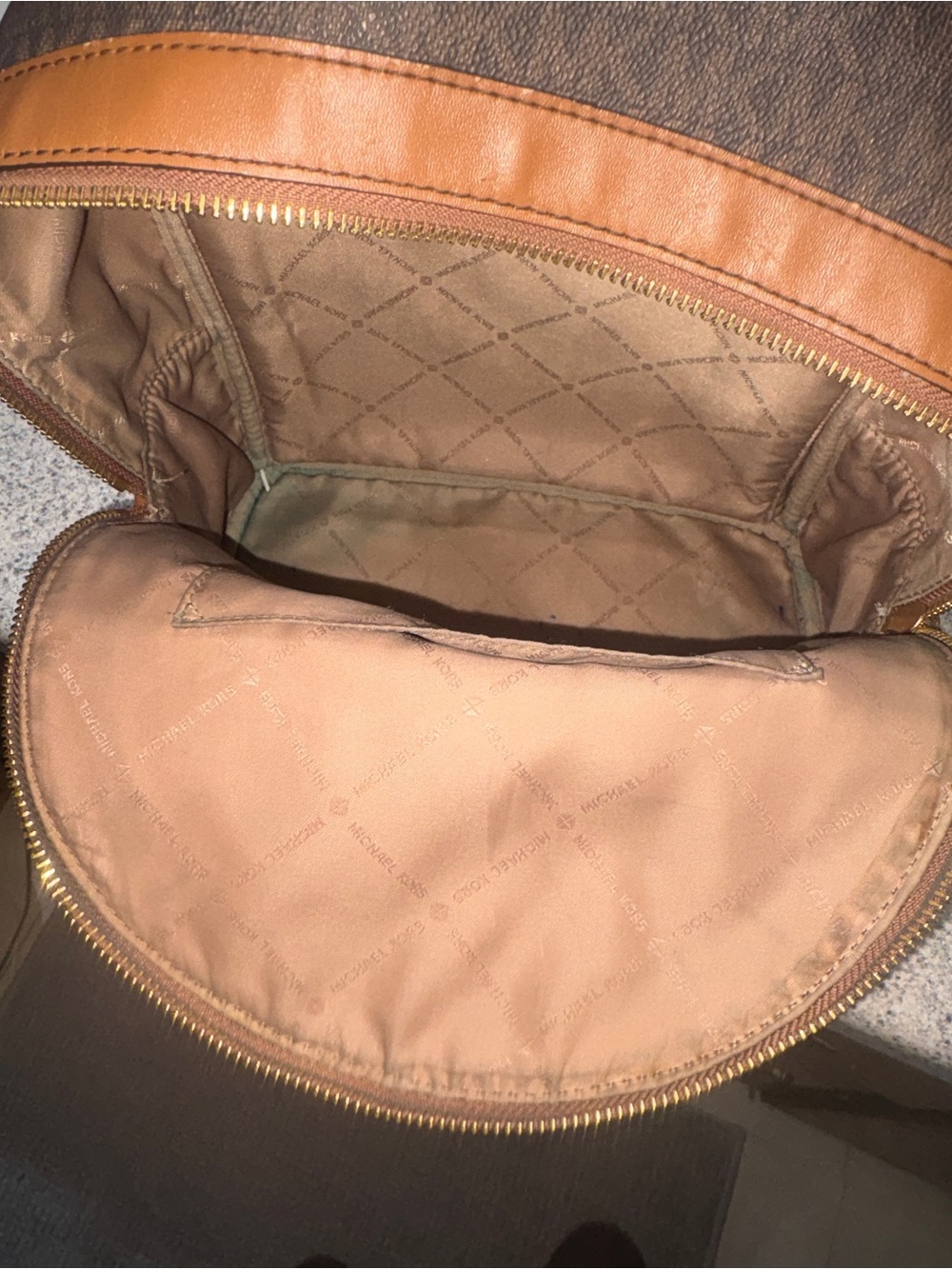 Michael Kors Brown Signature MK Logo Backpack with Tan Trim - Picture 12 of 12